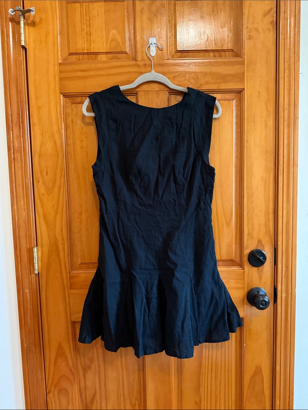 Abercrombie & Fitch Linen-Blend Godet Mini Dress BLACK Size Medium - Picture 2 of 10